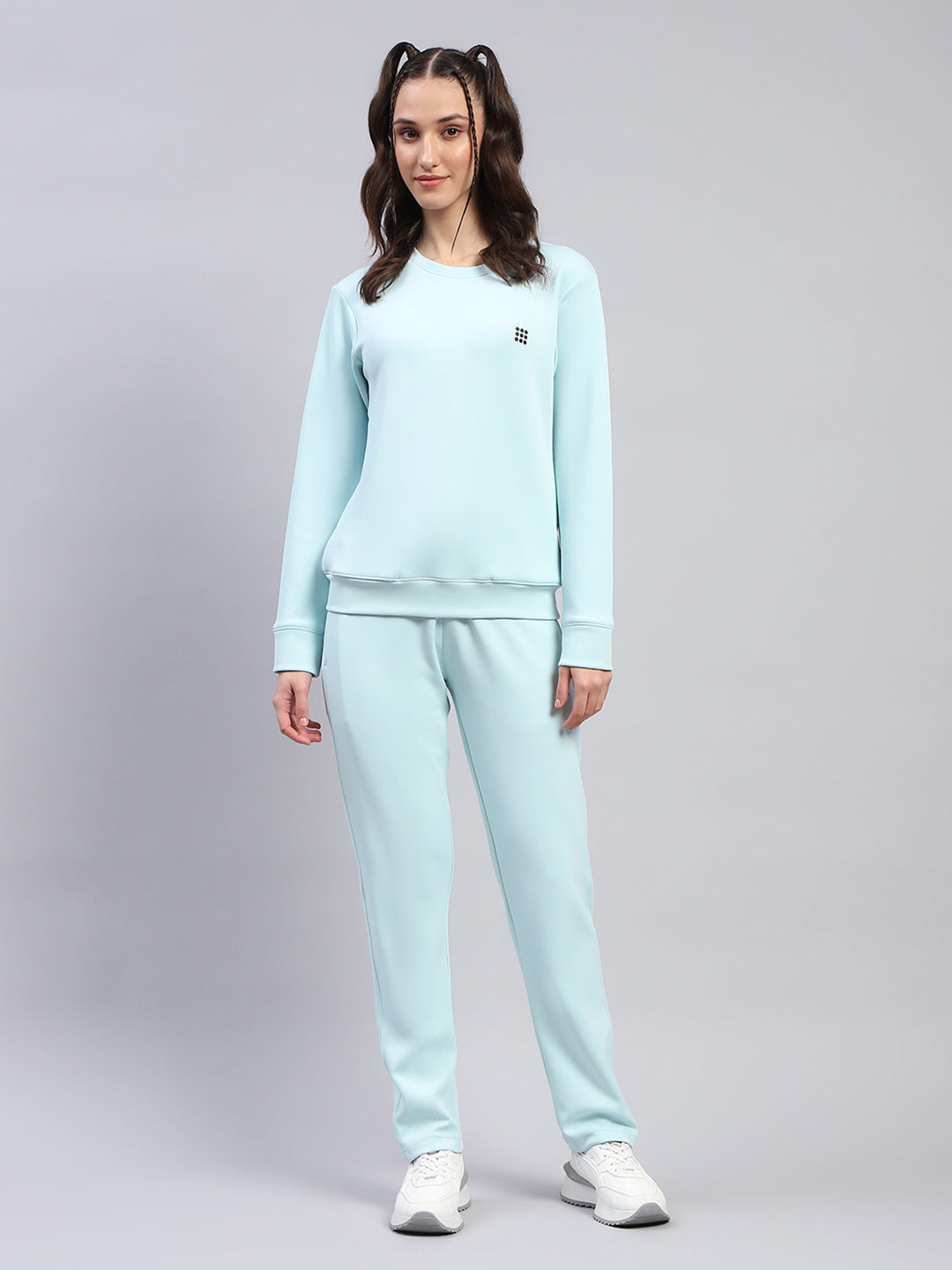 Rock.it Women Blue Solid Round Neck Full Sleeve Cords Set