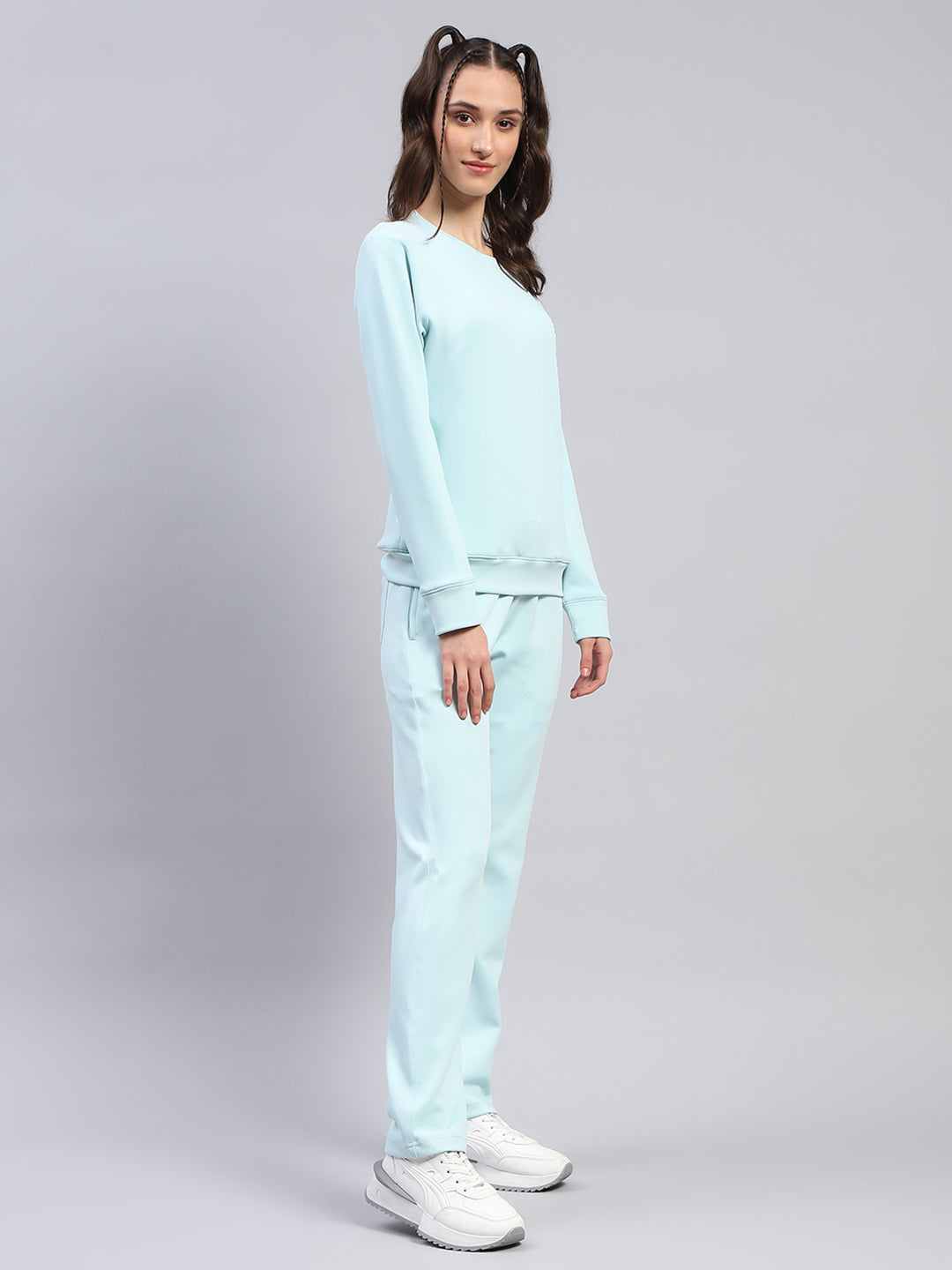 Rock.it Women Blue Solid Round Neck Full Sleeve Cords Set