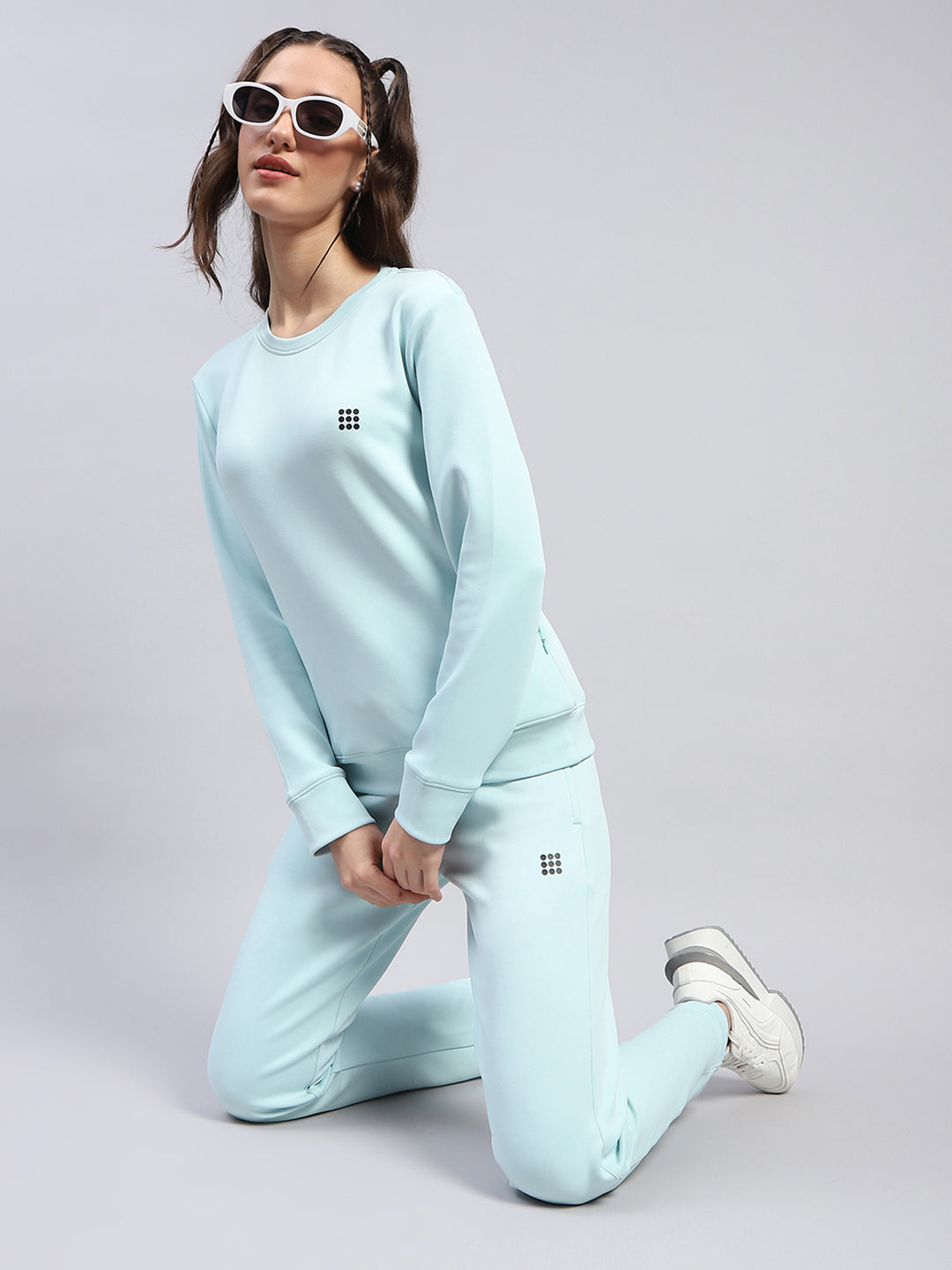 Rock.it Women Blue Solid Round Neck Full Sleeve Cords Set