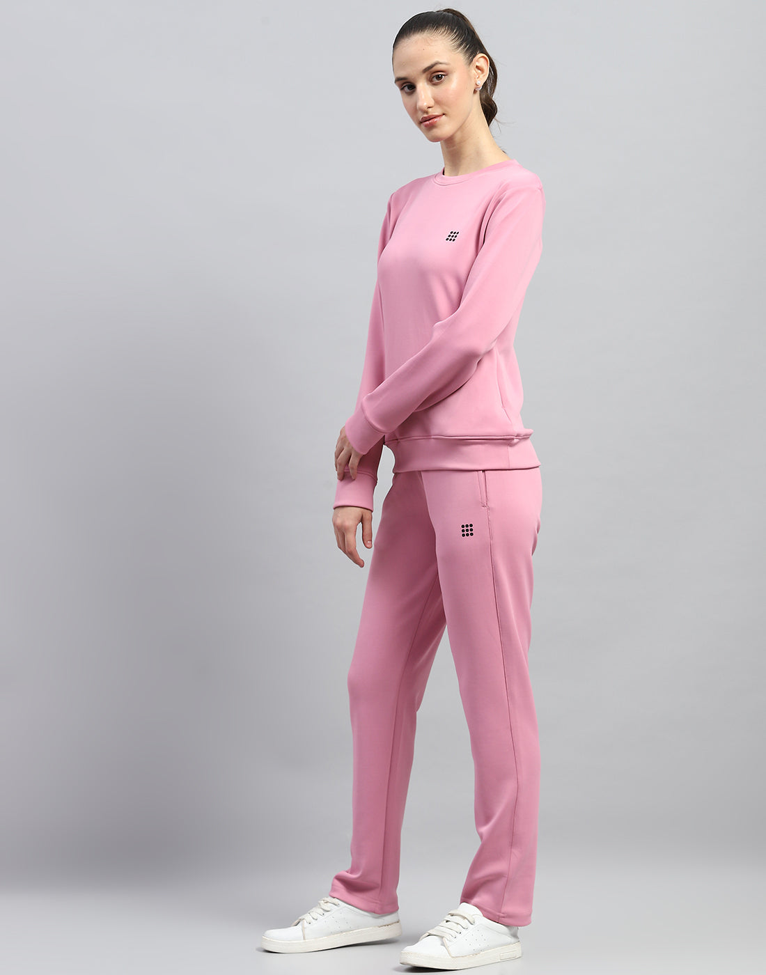 Rock.it Women Pink Solid Round Neck Full Sleeve Cords Set
