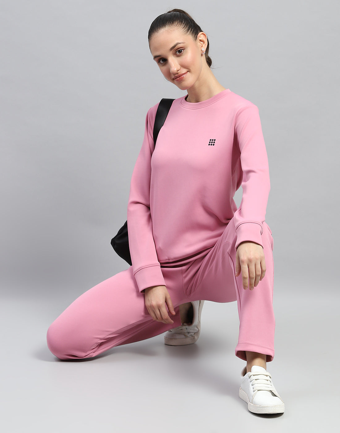 Rock.it Women Pink Solid Round Neck Full Sleeve Cords Set