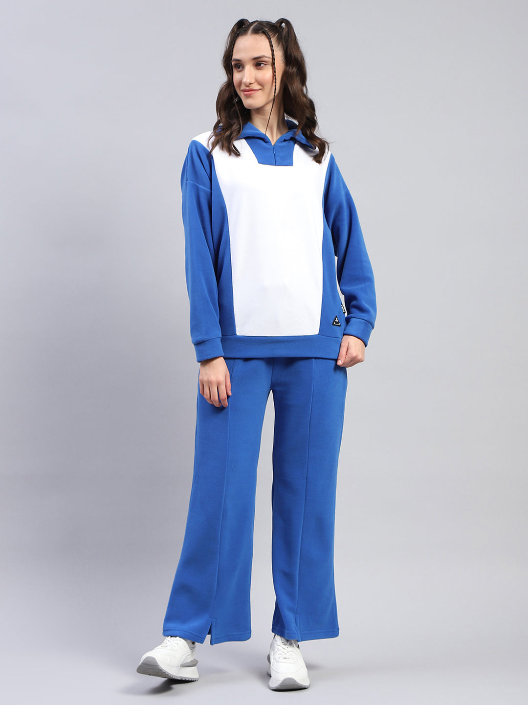 Rock.it Women Blue Solid Collar Full Sleeve Tracksuit