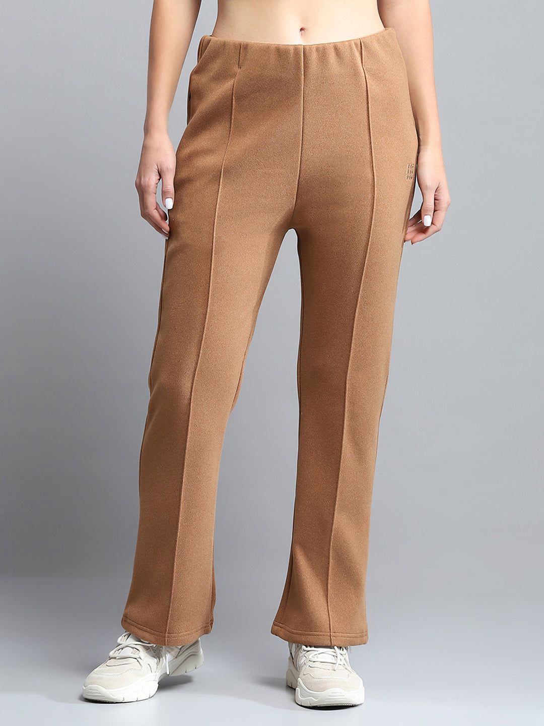 Rock.it Women Brown Solid Collar Full Sleeve Tracksuit