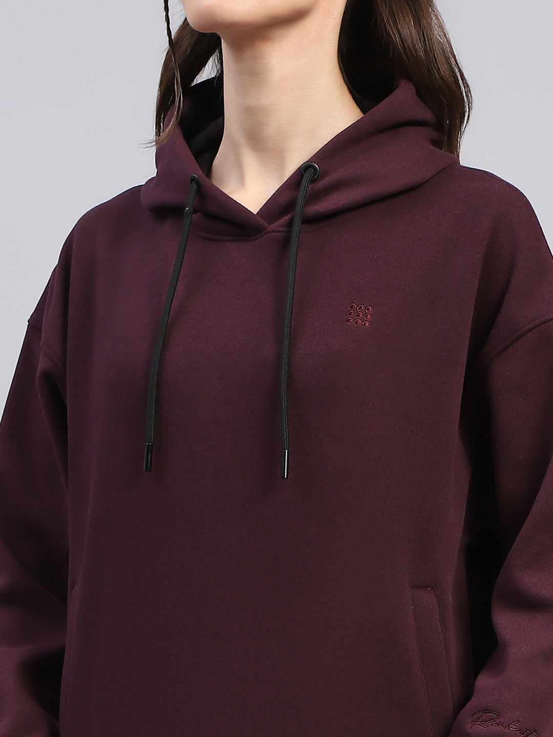 Rock.it Women Maroon Solid Hooded Full Sleeve Tracksuit