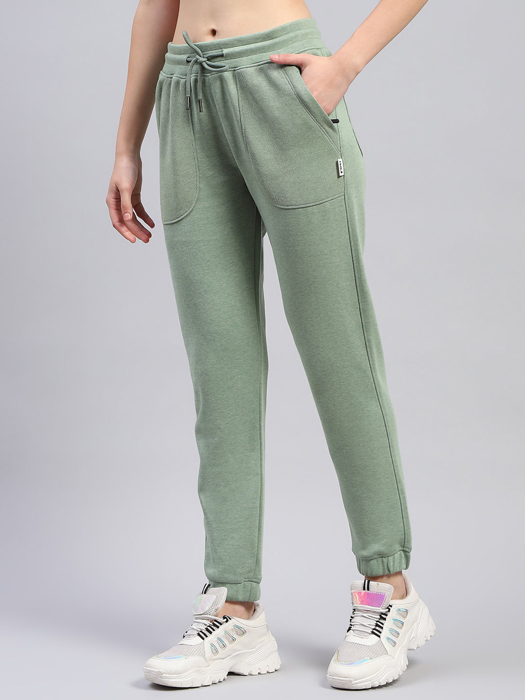 Rock.it Women Green Solid High Neck Full Sleeve Tracksuit