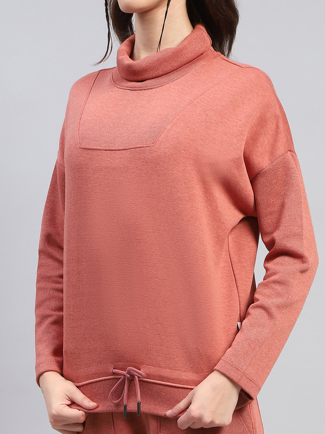 Rock.it Women Rust Solid High Neck Full Sleeve Tracksuit