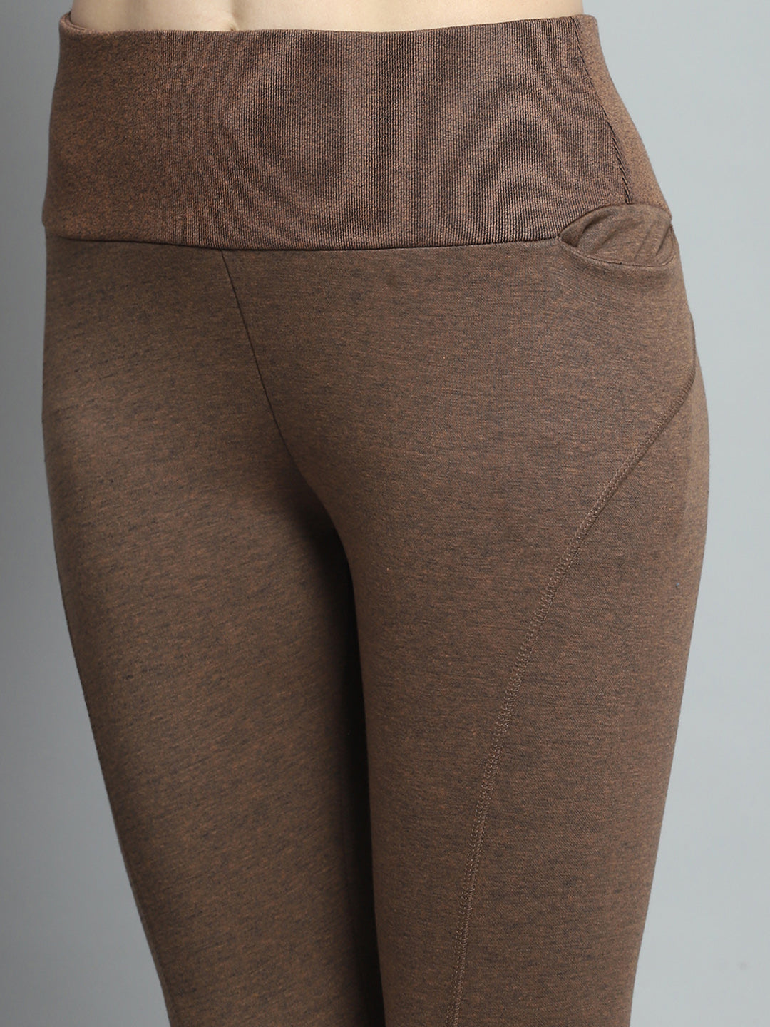 Rock.it Women Brown Solid Mock Neck Full Sleeve Tracksuit