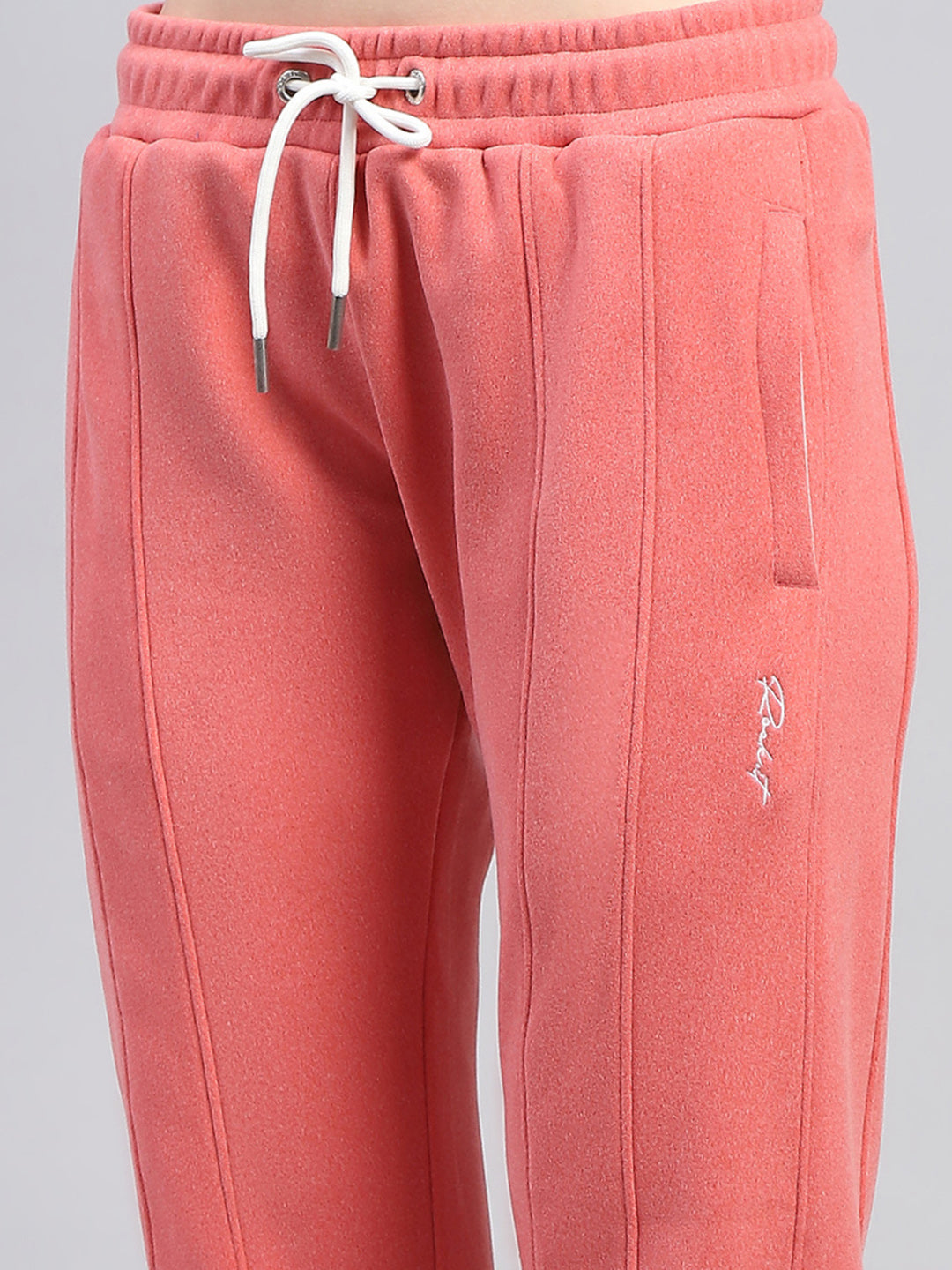 Rock.it Women Peach Solid Mock Neck Full Sleeve Cords Set