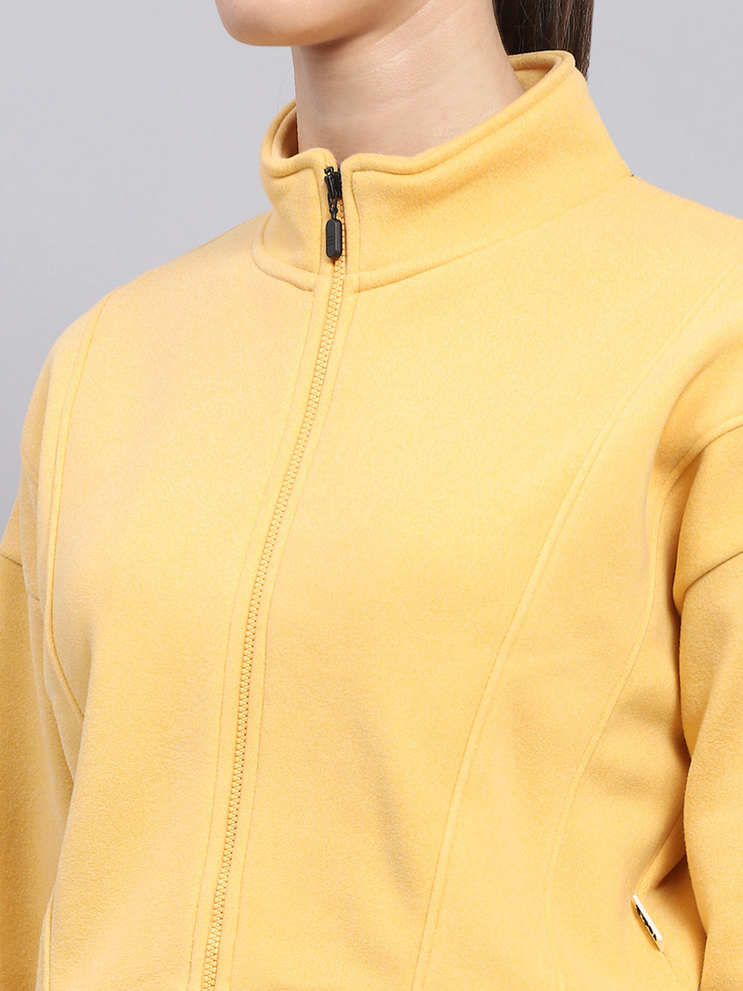 Rock.it Women Yellow Solid Mock Neck Full Sleeve Cords Set