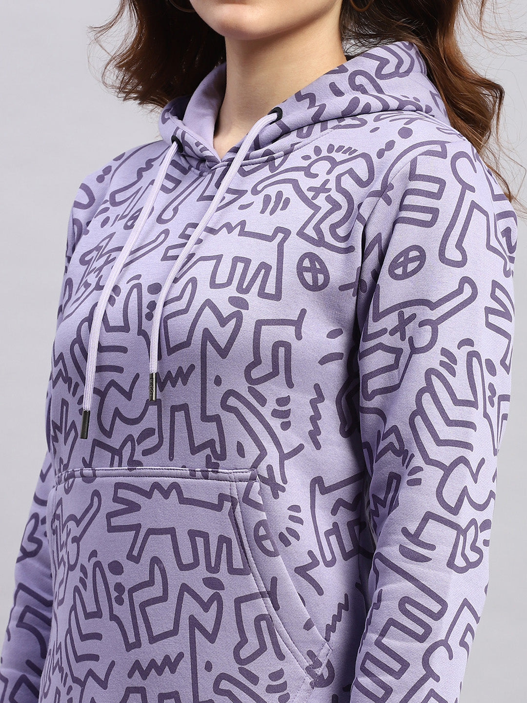 Rock.it Women Purple Printed Hooded Full Sleeve Tracksuit
