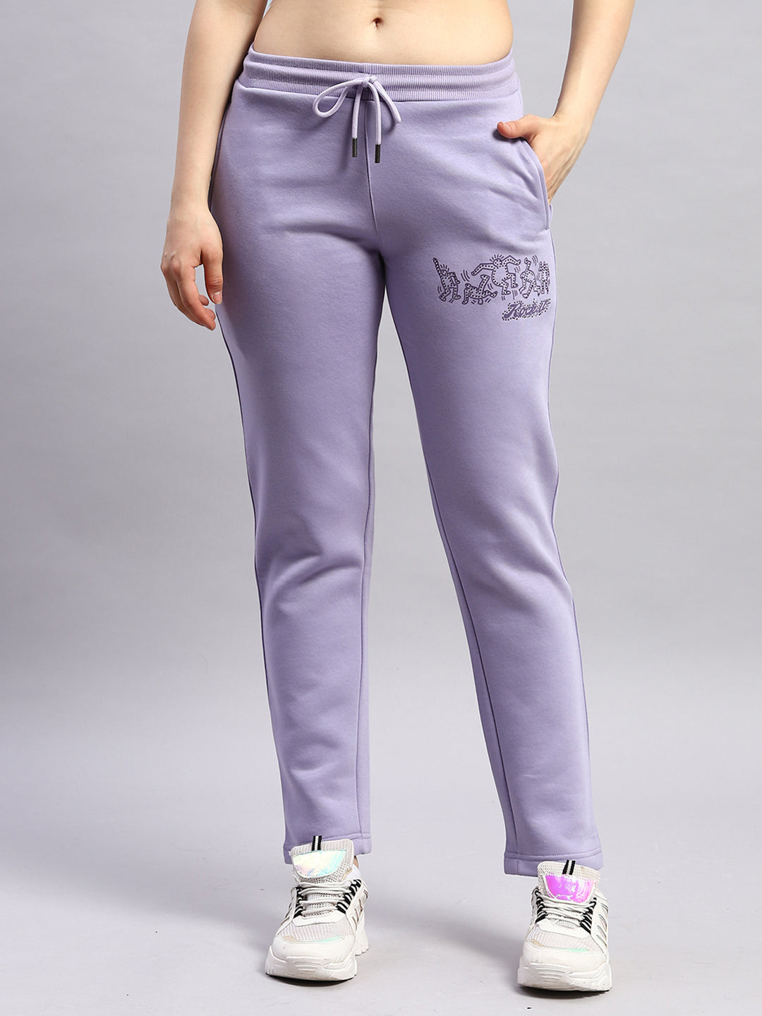 Rock.it Women Purple Printed Hooded Full Sleeve Tracksuit