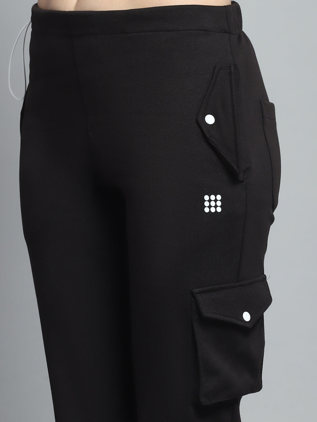 Rock.it Women Black Solid Round Neck Full Sleeve Tracksuit