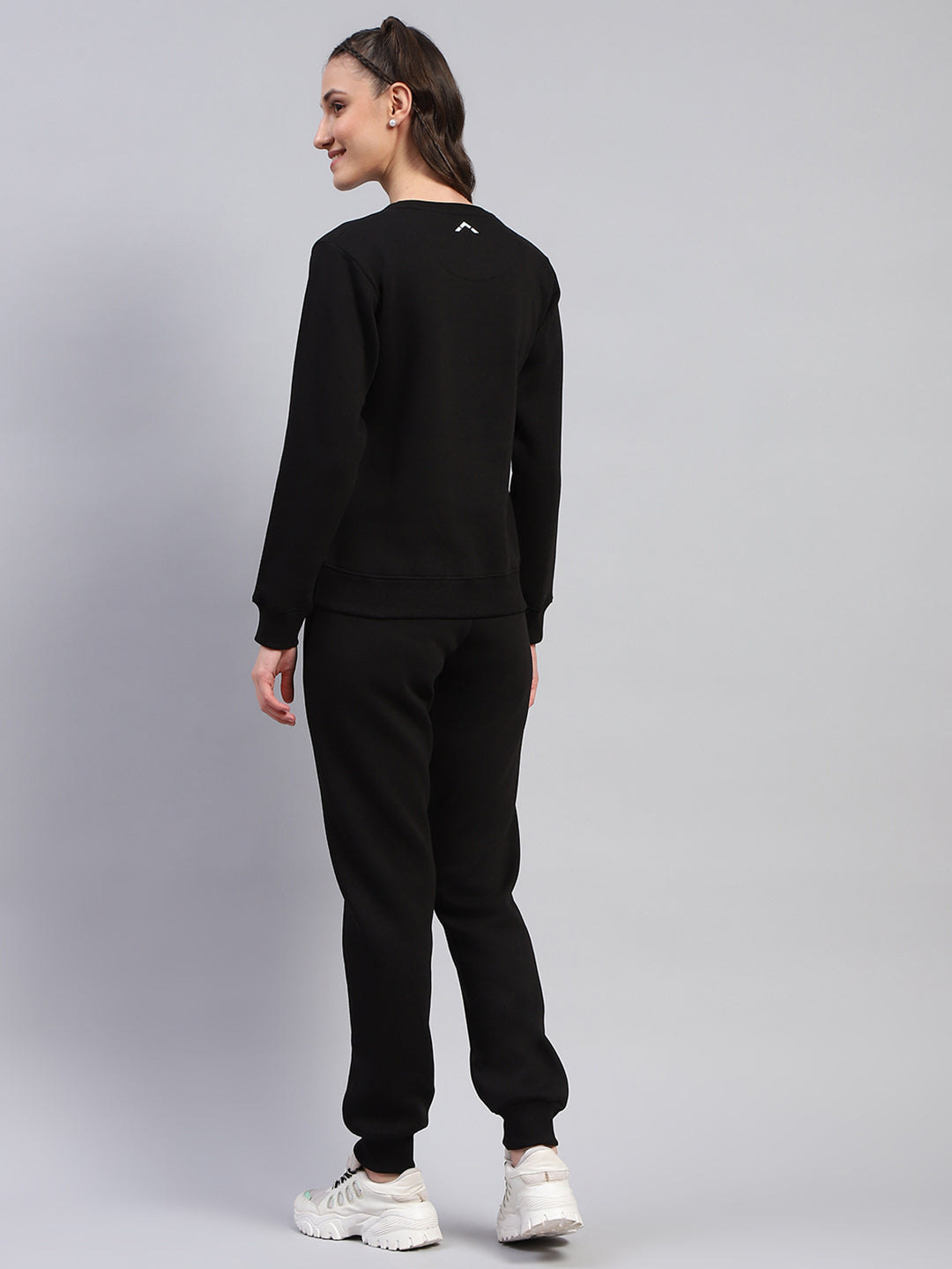 Rock.it Women Black Printed Round Neck Full Sleeve Cords Set