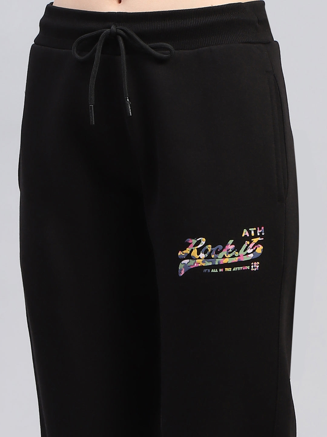 Rock.it Women Black Printed Round Neck Full Sleeve Cords Set