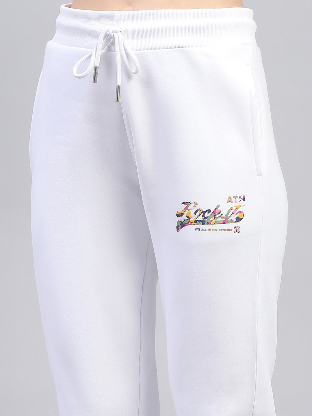 Rock.it Women White Printed Round Neck Full Sleeve Cords Set