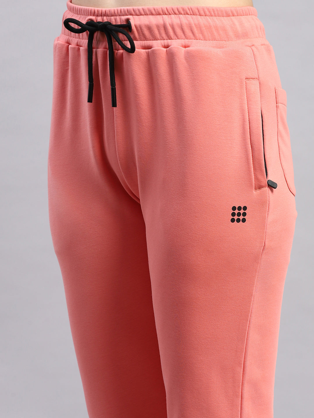 Rock.it Women Pink Solid Mock Neck Full Sleeve Tracksuit