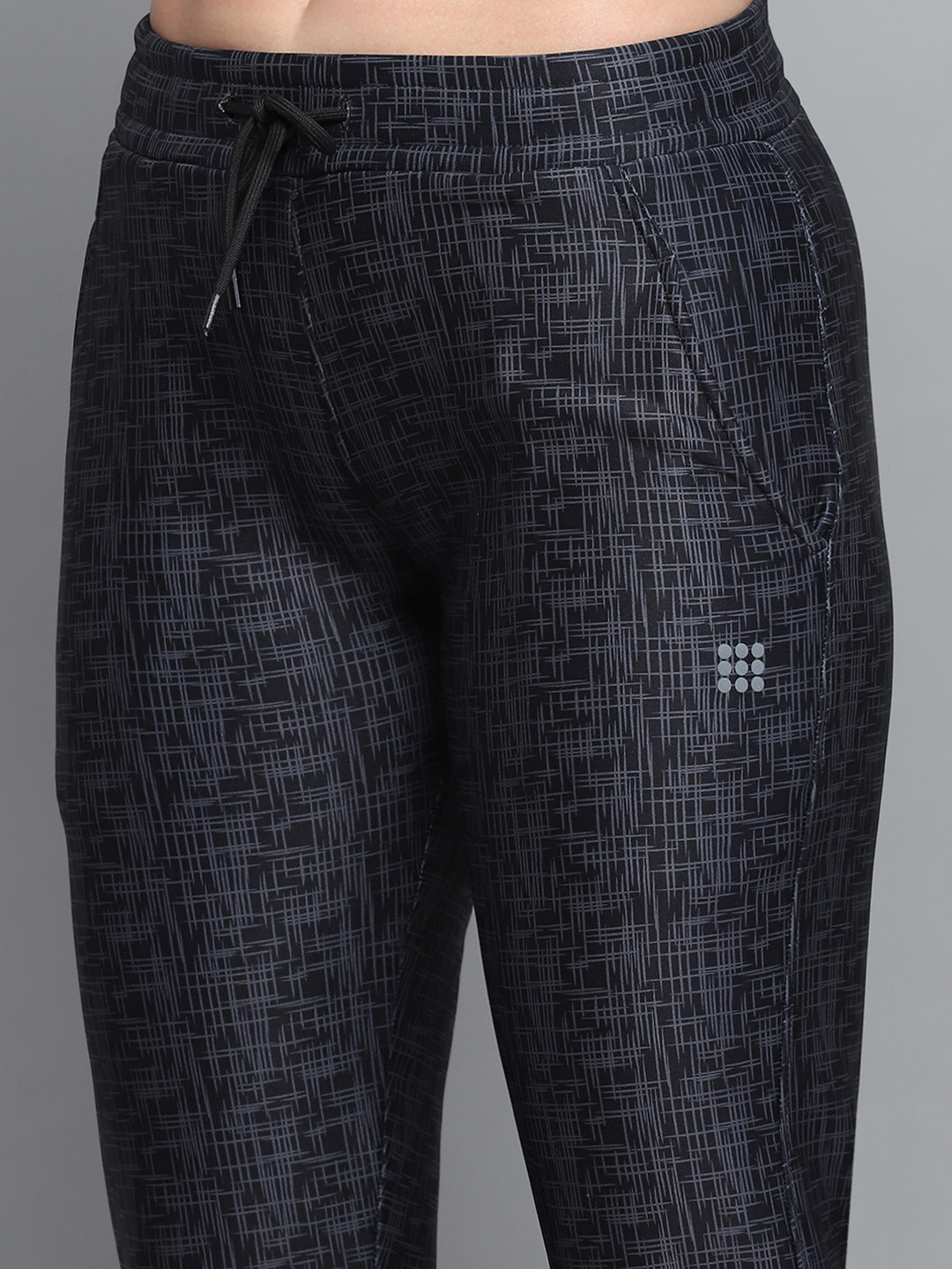 Rock.it Women Black Printed Mock Neck Full Sleeve Tracksuit