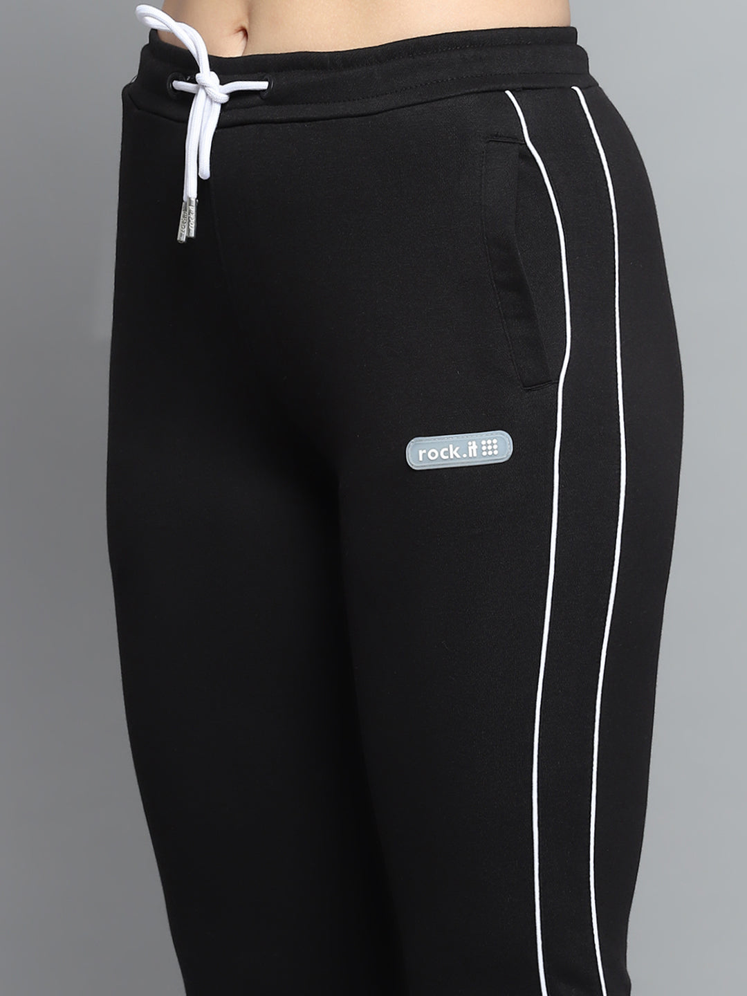 Rock.it Women Black Solid Regular Fit Lower