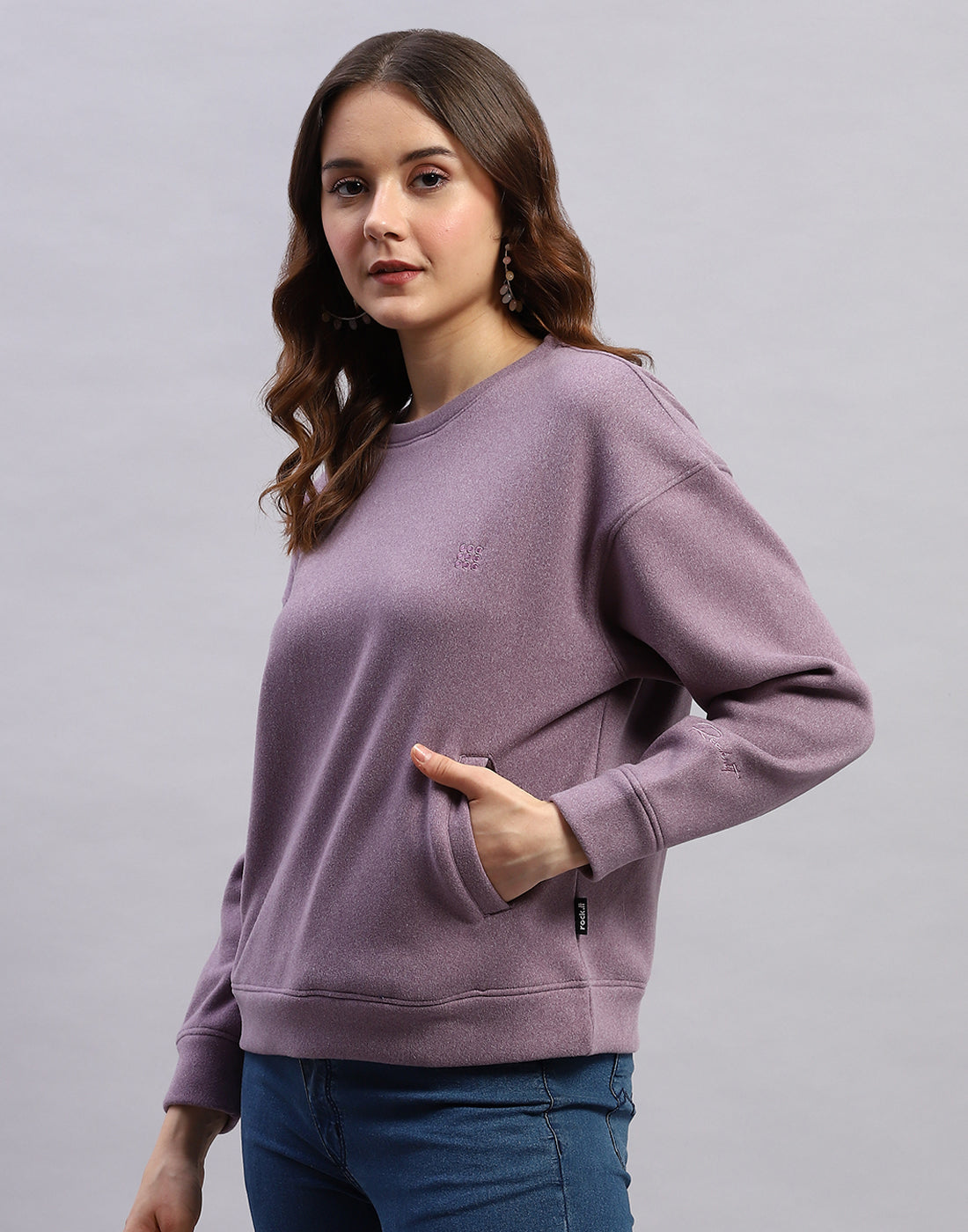 Rock.it Women Purple Solid Round Neck Full Sleeve Sweatshirt