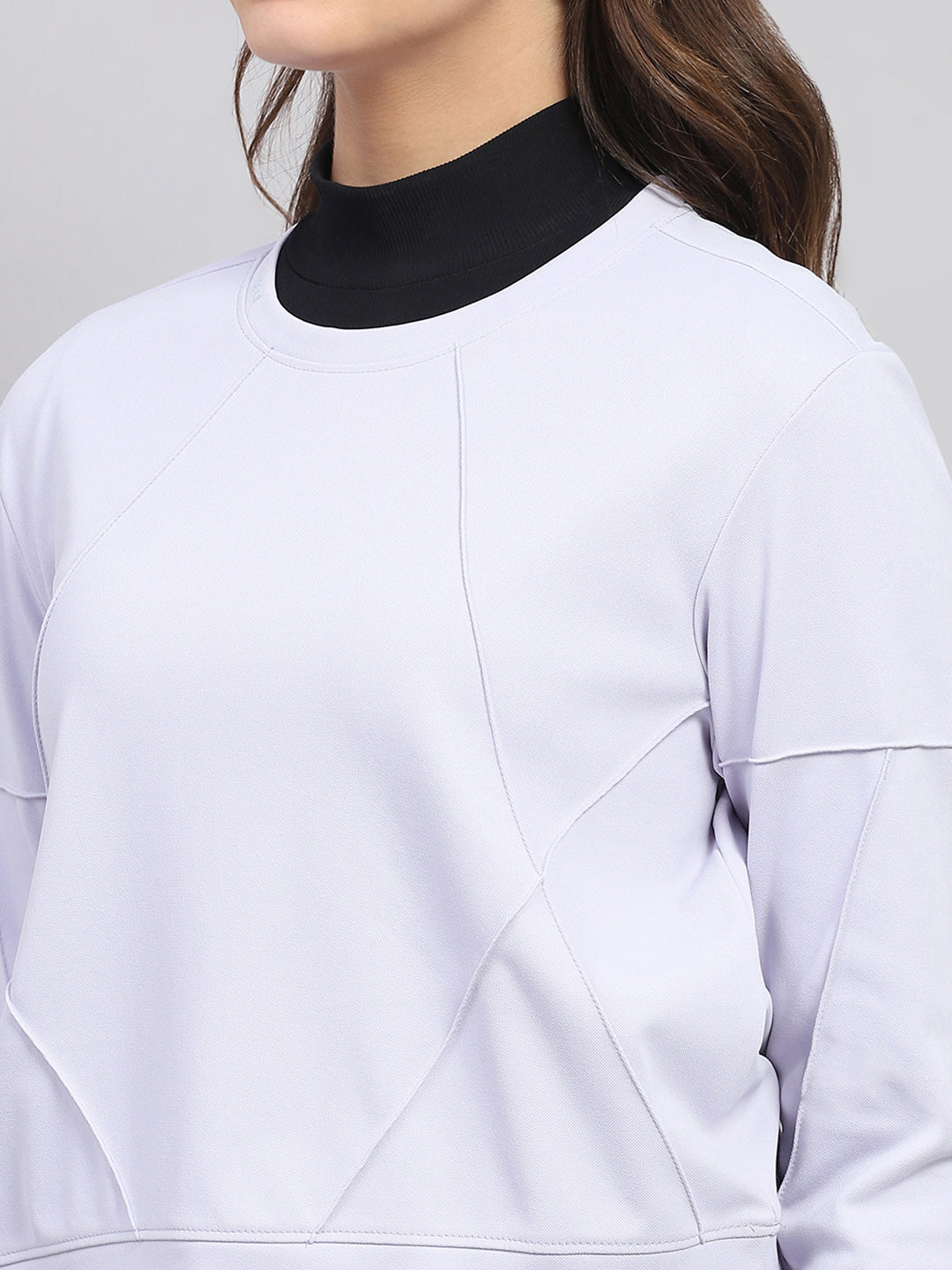 Rock.it Women Purple Solid Round Neck Full Sleeve Sweatshirt