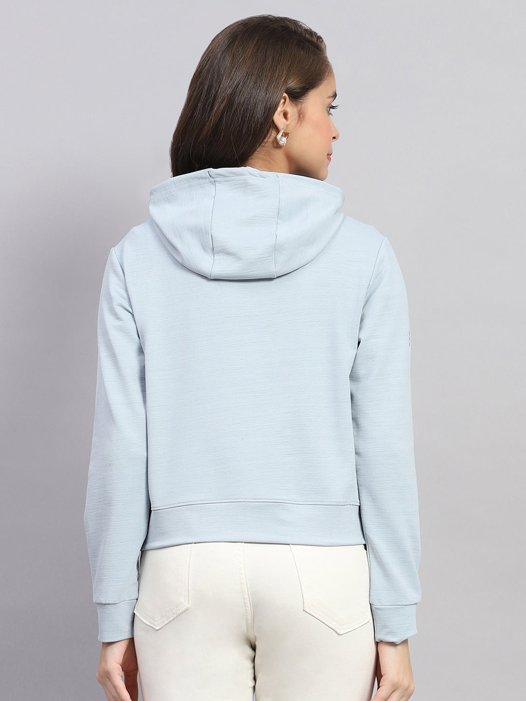 Rock.it Women Blue Printed Hooded Full Sleeve Sweatshirt