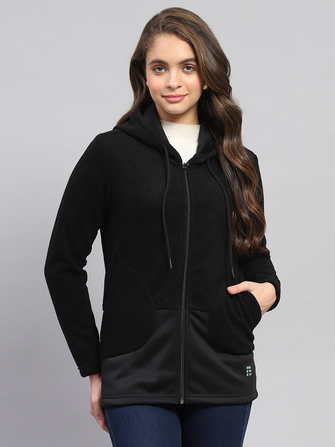 Rock.it Women Black Solid Hooded Full Sleeve Sweatshirt