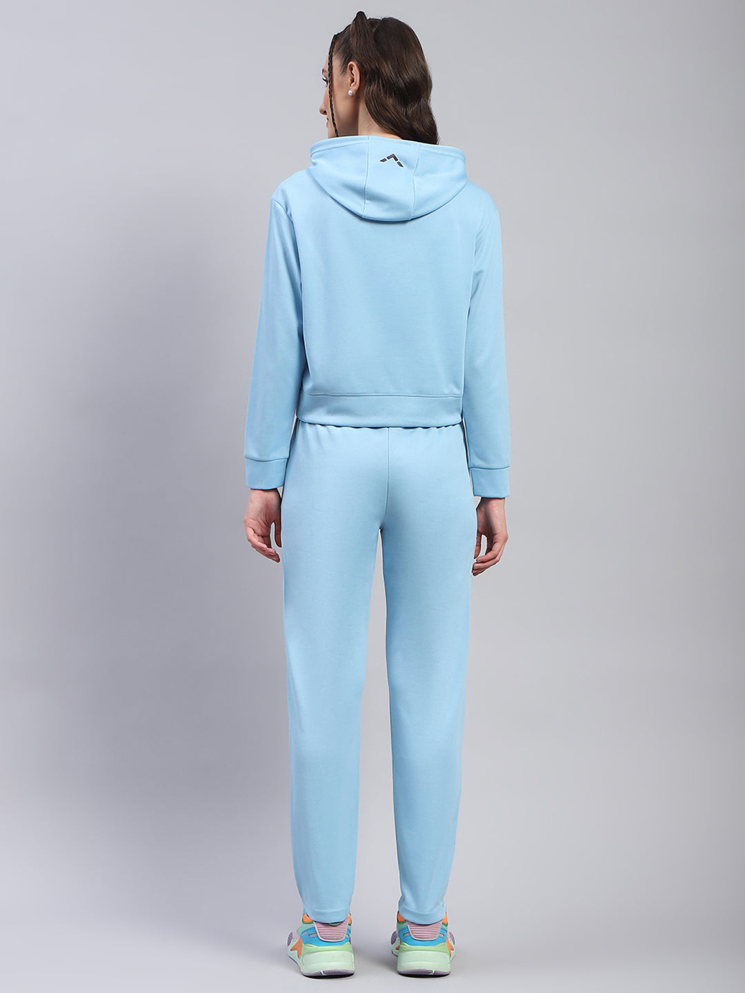 Rock.it Women Blue Solid Hooded Full Sleeve Tracksuit