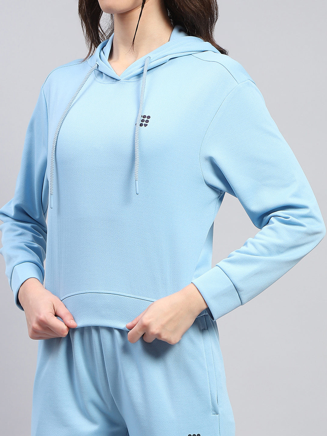 Rock.it Women Blue Solid Hooded Full Sleeve Tracksuit