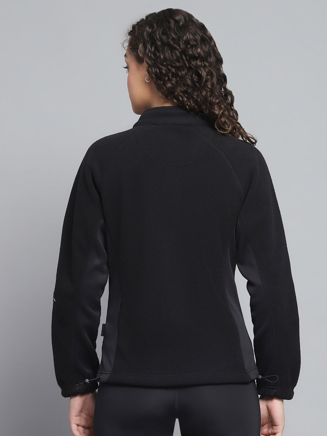 Rock.it Women Black Solid Mock Neck Full Sleeve Sweatshirt