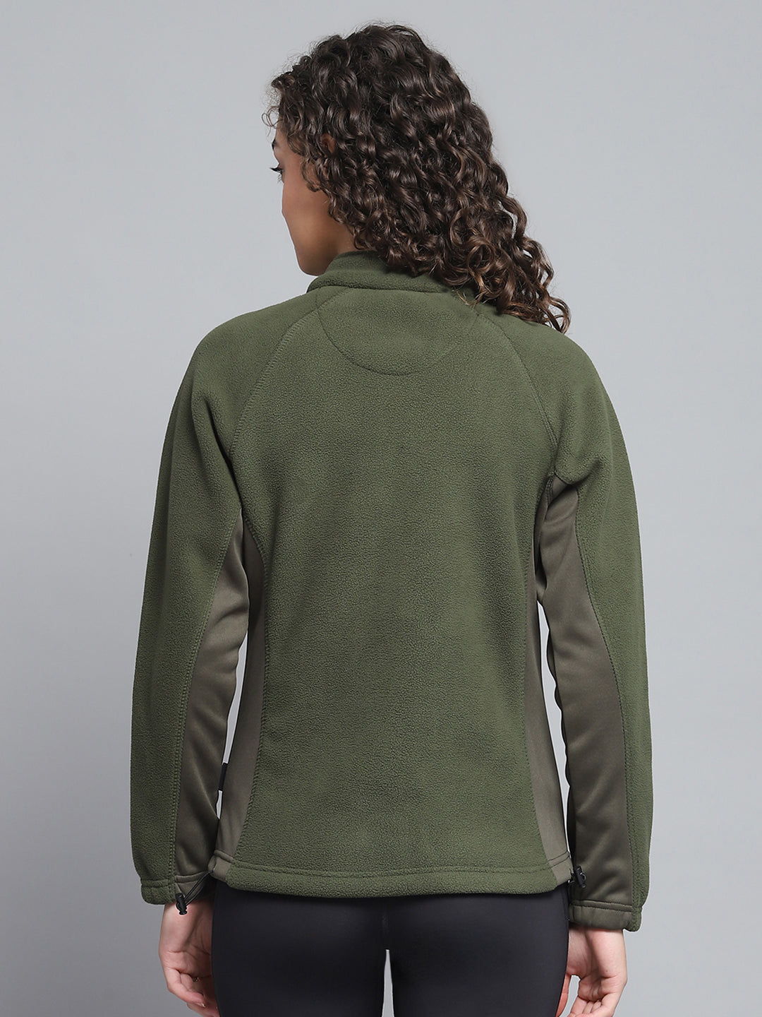 Rock.it Women Olive Solid Mock Neck Full Sleeve Sweatshirt