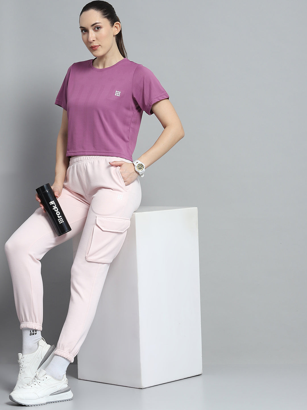 Rock.it Women Pink Solid Regular Fit Jogger