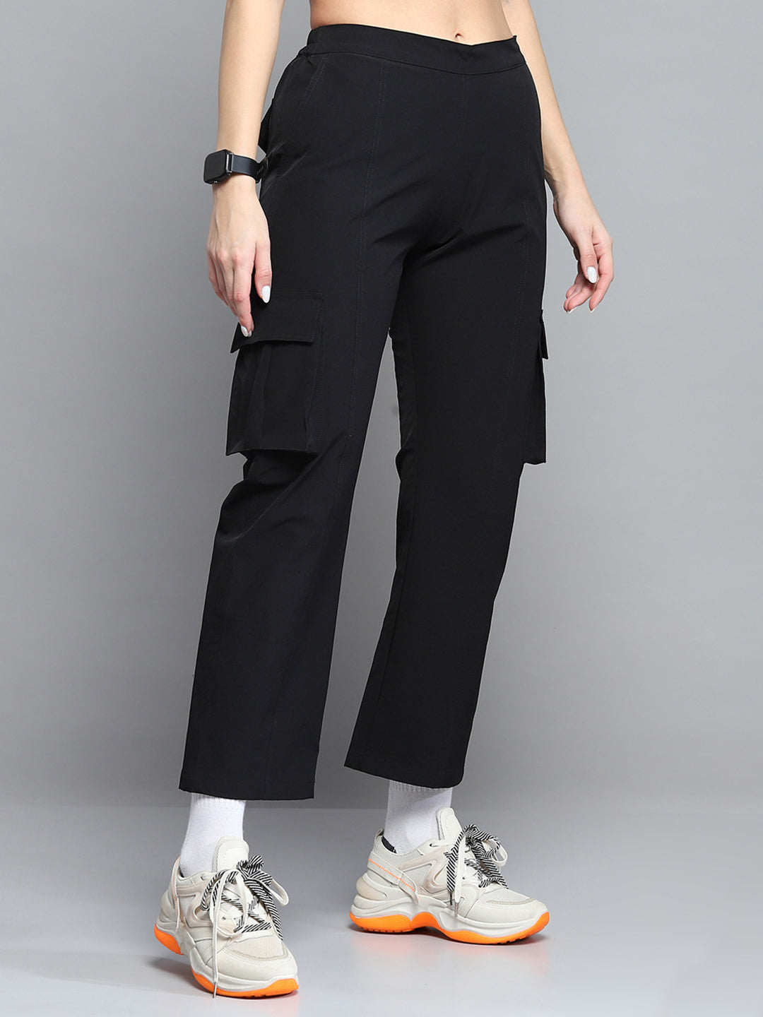 Rock.it Women Black Solid Regular Fit Lower