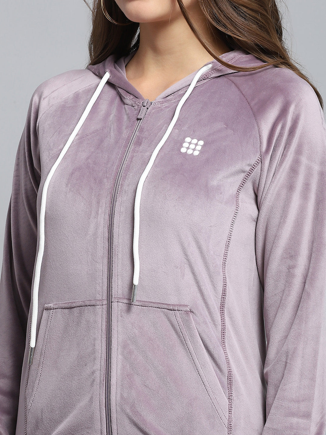Rock.it Women Purple Solid Hooded Full Sleeve Tracksuit
