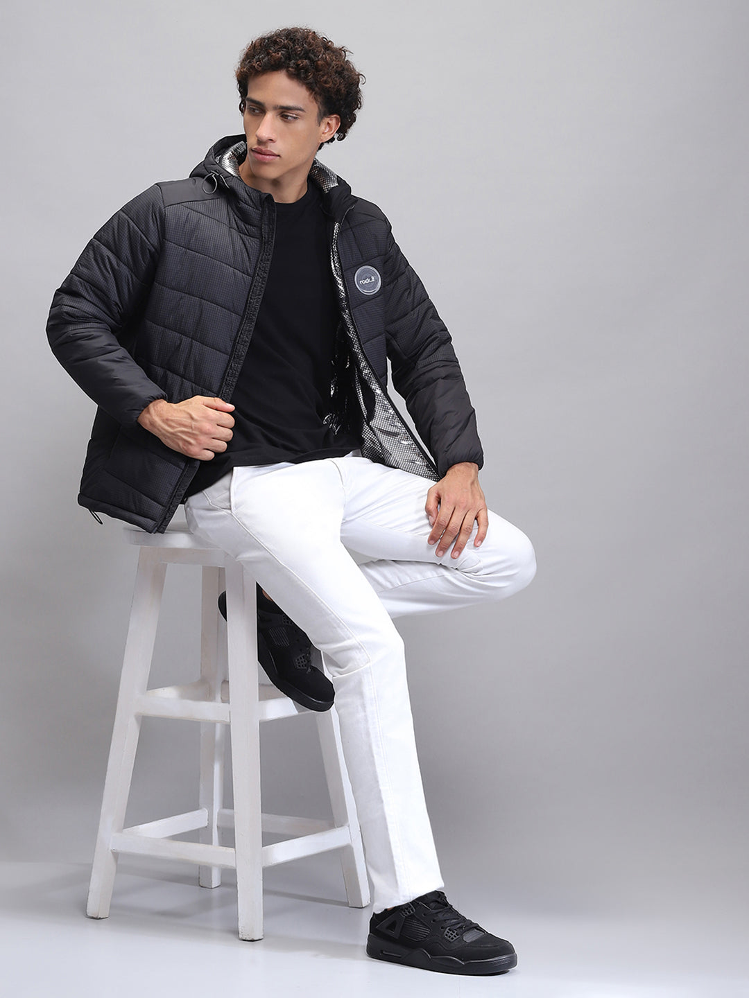 Rock.it Men Black Solid Hooded Full Sleeve Jacket