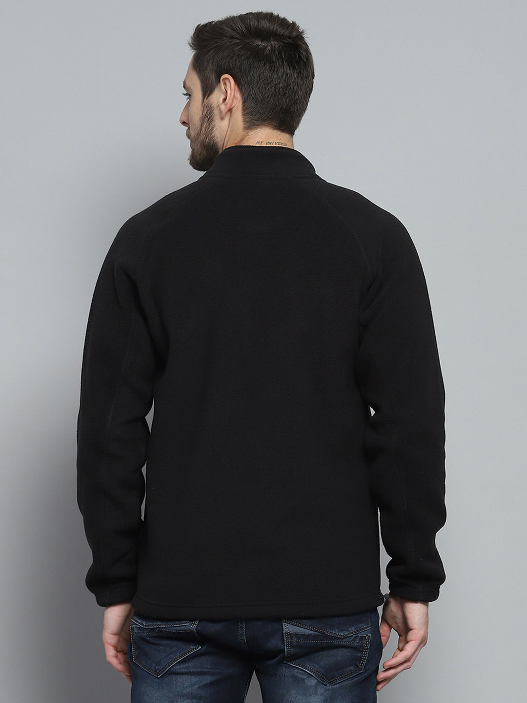 Rock.it Men Black Solid Mock Neck Full Sleeve Sweatshirt