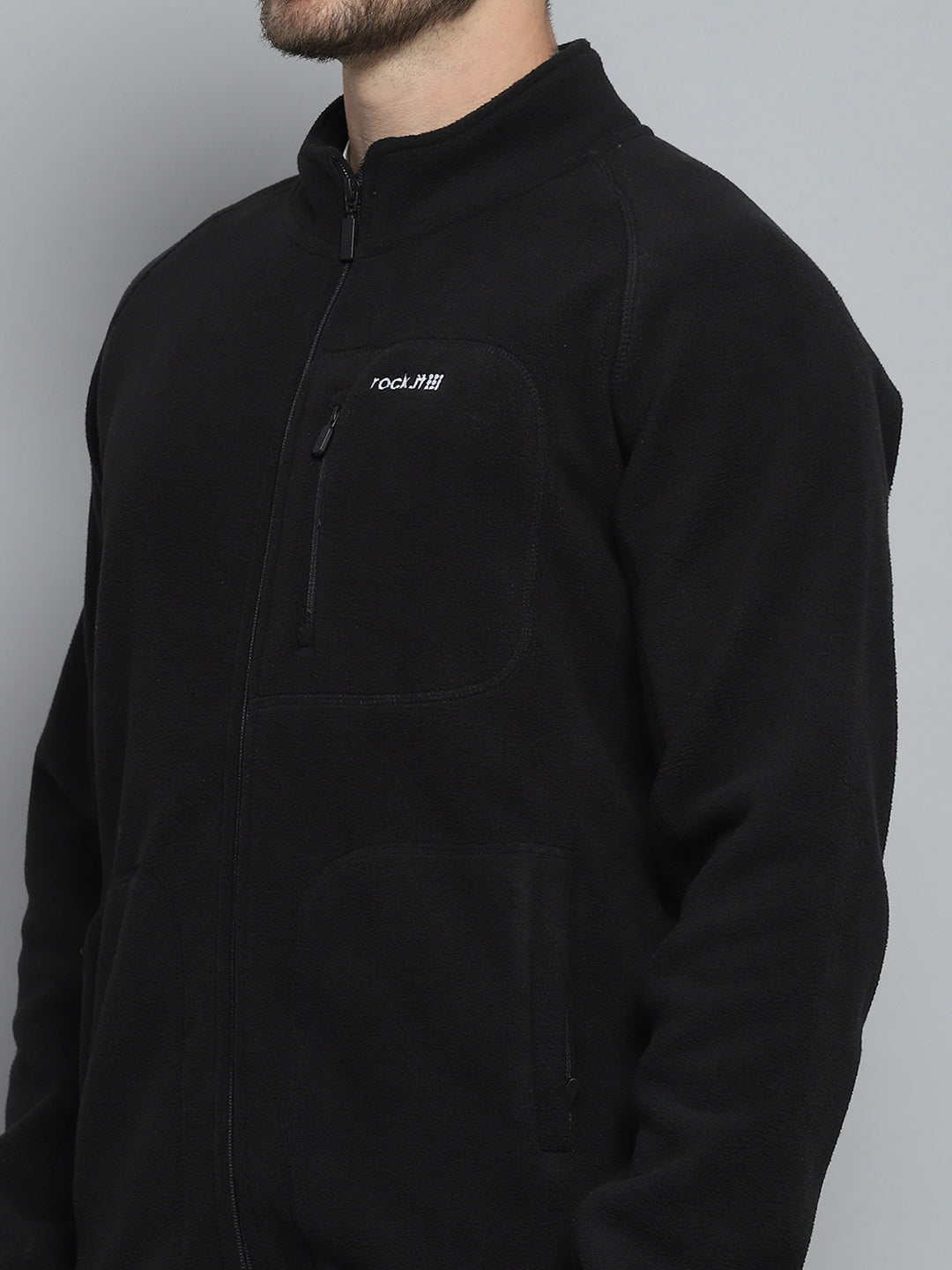 Rock.it Men Black Solid Mock Neck Full Sleeve Sweatshirt