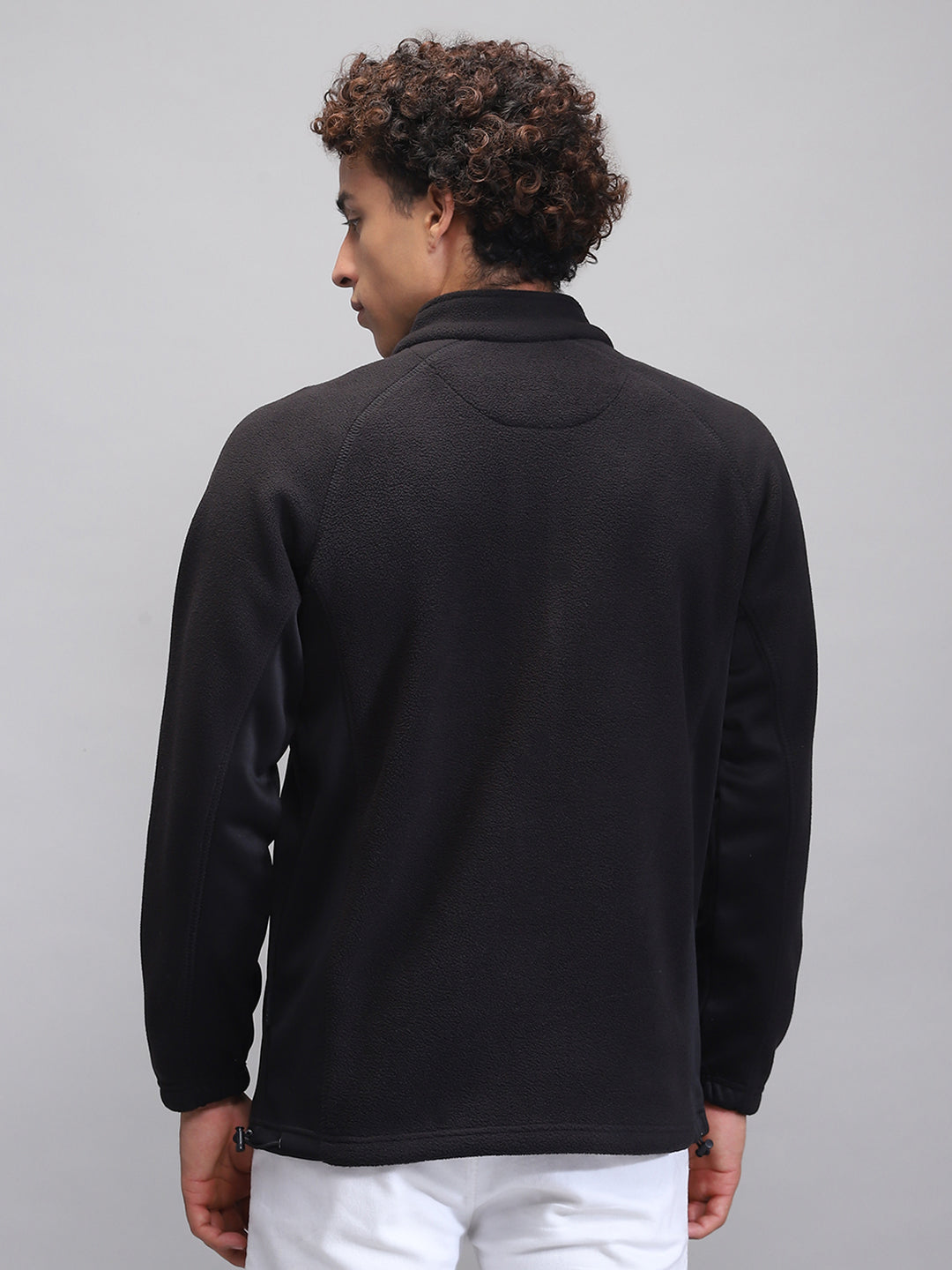 Rock.it Men Black Solid Mock Neck Full Sleeve Sweatshirt