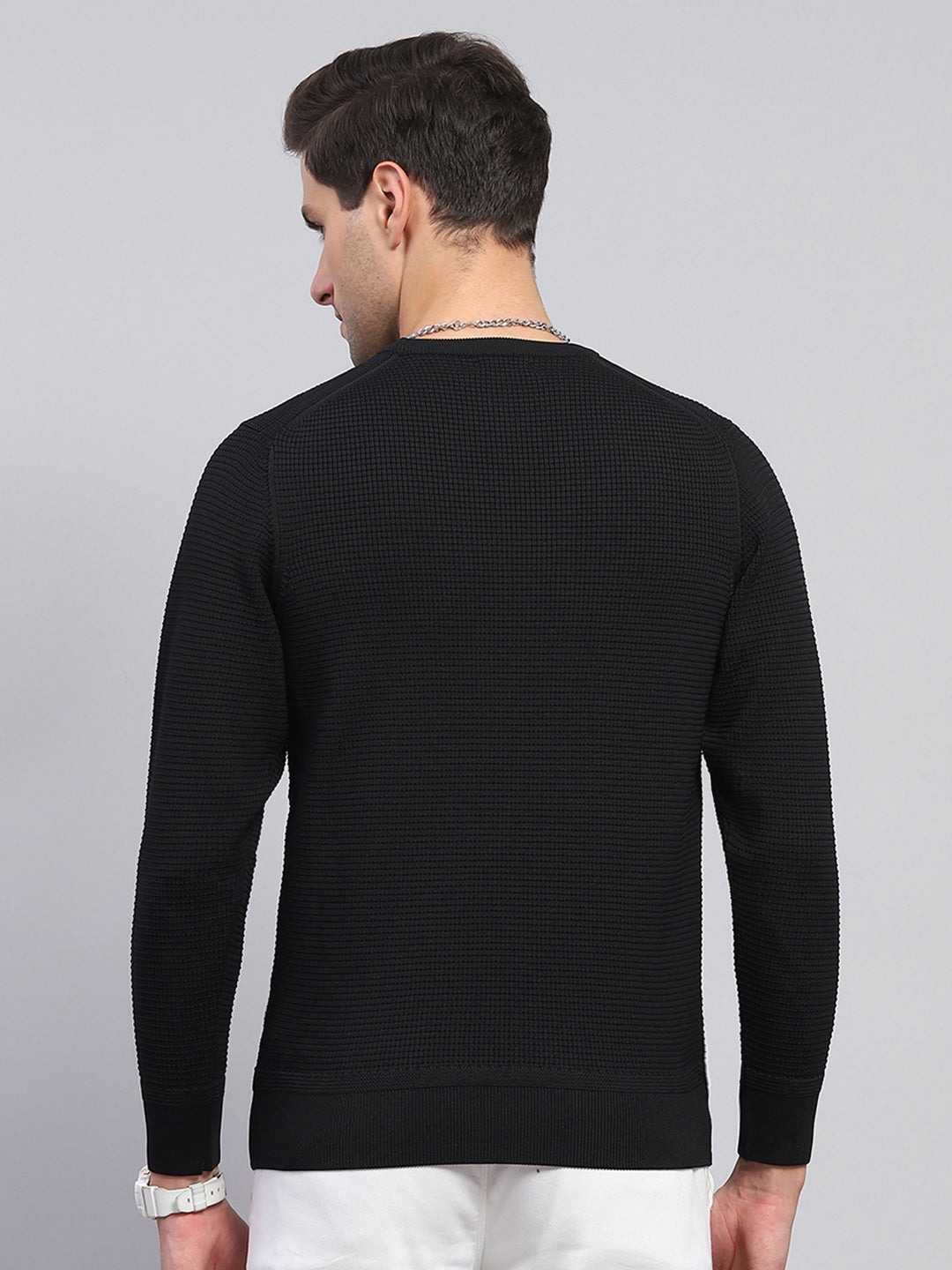 Rock.it Men Black Solid Round Neck Full Sleeve Pullover