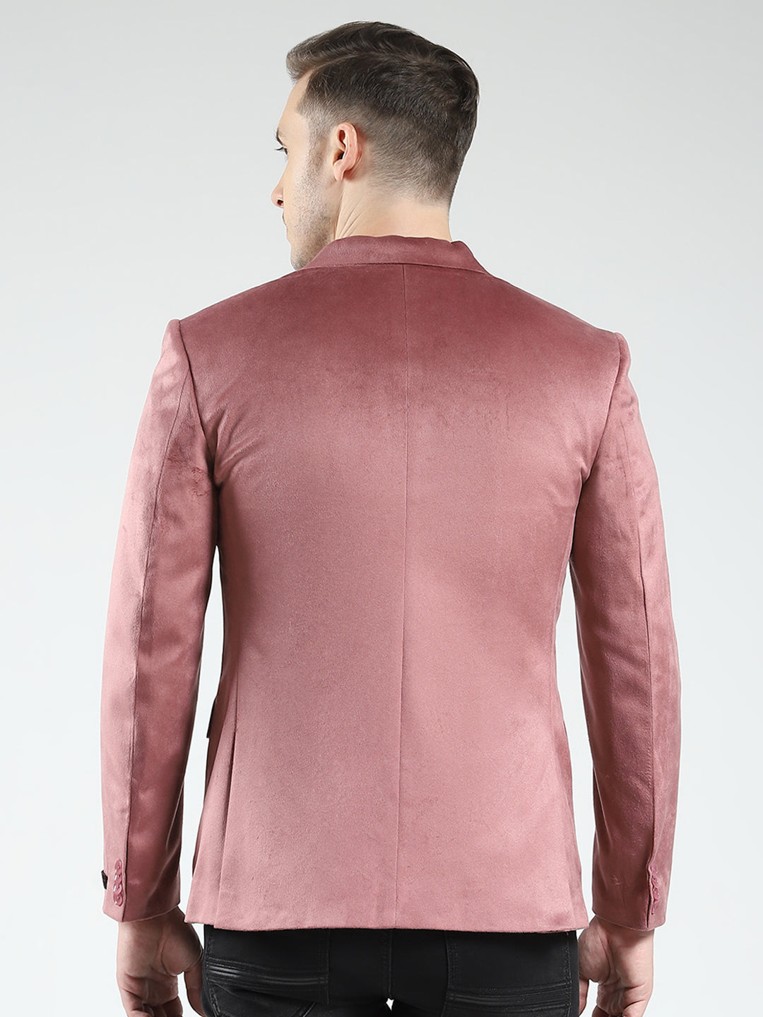 Men Red Solid Notch Lapel Collar Full Sleeve Blazer