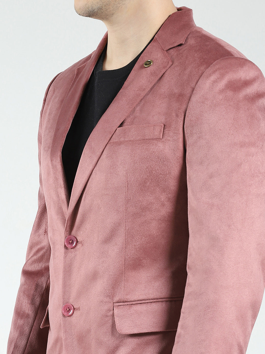 Men Red Solid Notch Lapel Collar Full Sleeve Blazer