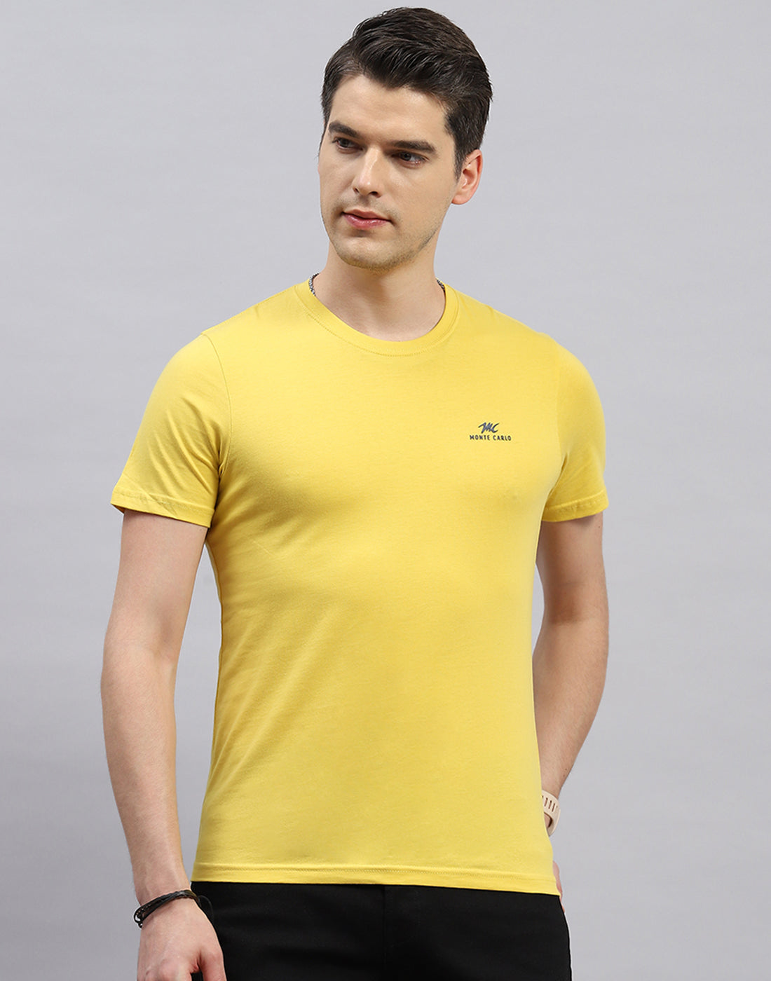 Men Green, Pink & Yellow Solid Round Neck Half Sleeve T-Shirt (Pack of 3)