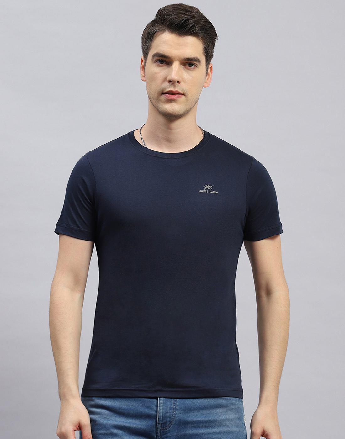 Men Navy Blue, White & Red Solid Round Neck Half Sleeve T-Shirt (Pack of 3)