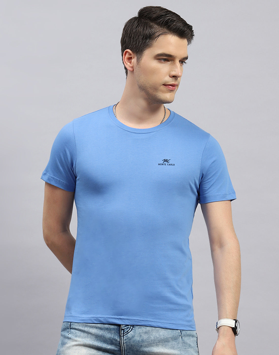 Men Blue, Navy Blue & Teal Blue Solid Round Neck Half Sleeve T-Shirt (Pack of 3)