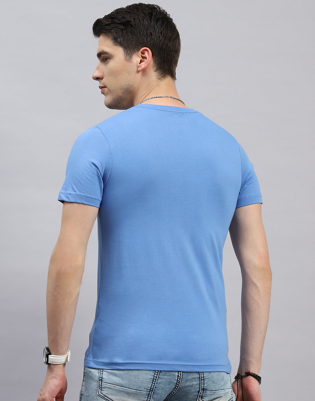 Men Blue, Navy Blue & Teal Blue Solid Round Neck Half Sleeve T-Shirt (Pack of 3)