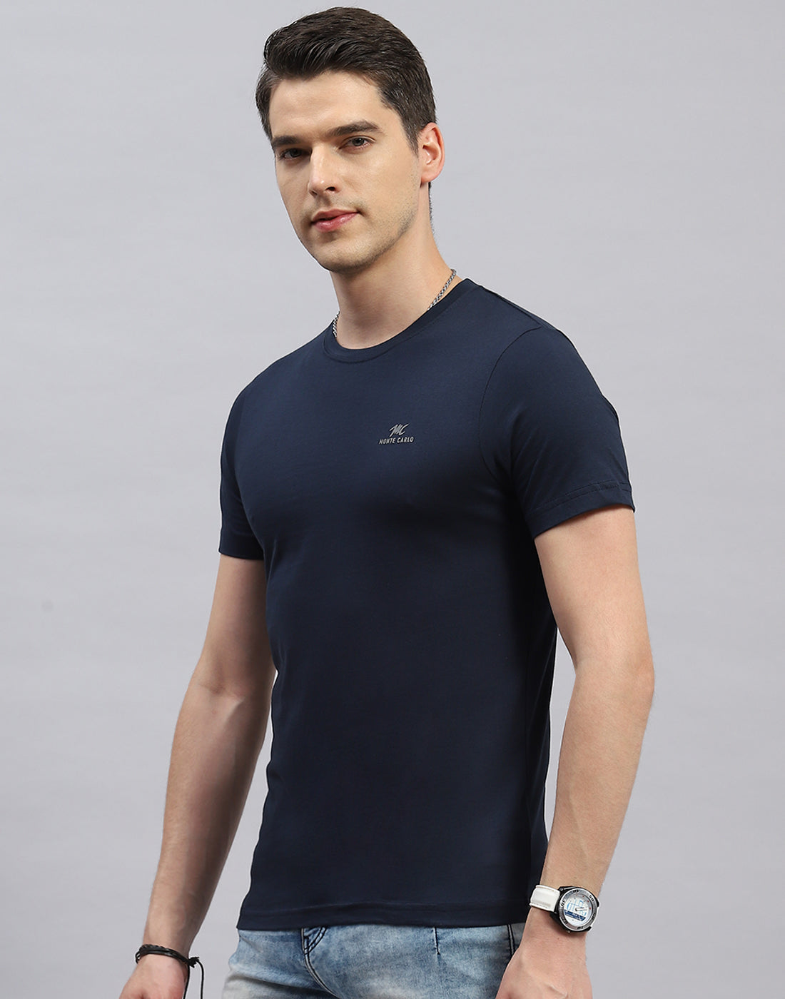 Men Blue, Navy Blue & Teal Blue Solid Round Neck Half Sleeve T-Shirt (Pack of 3)