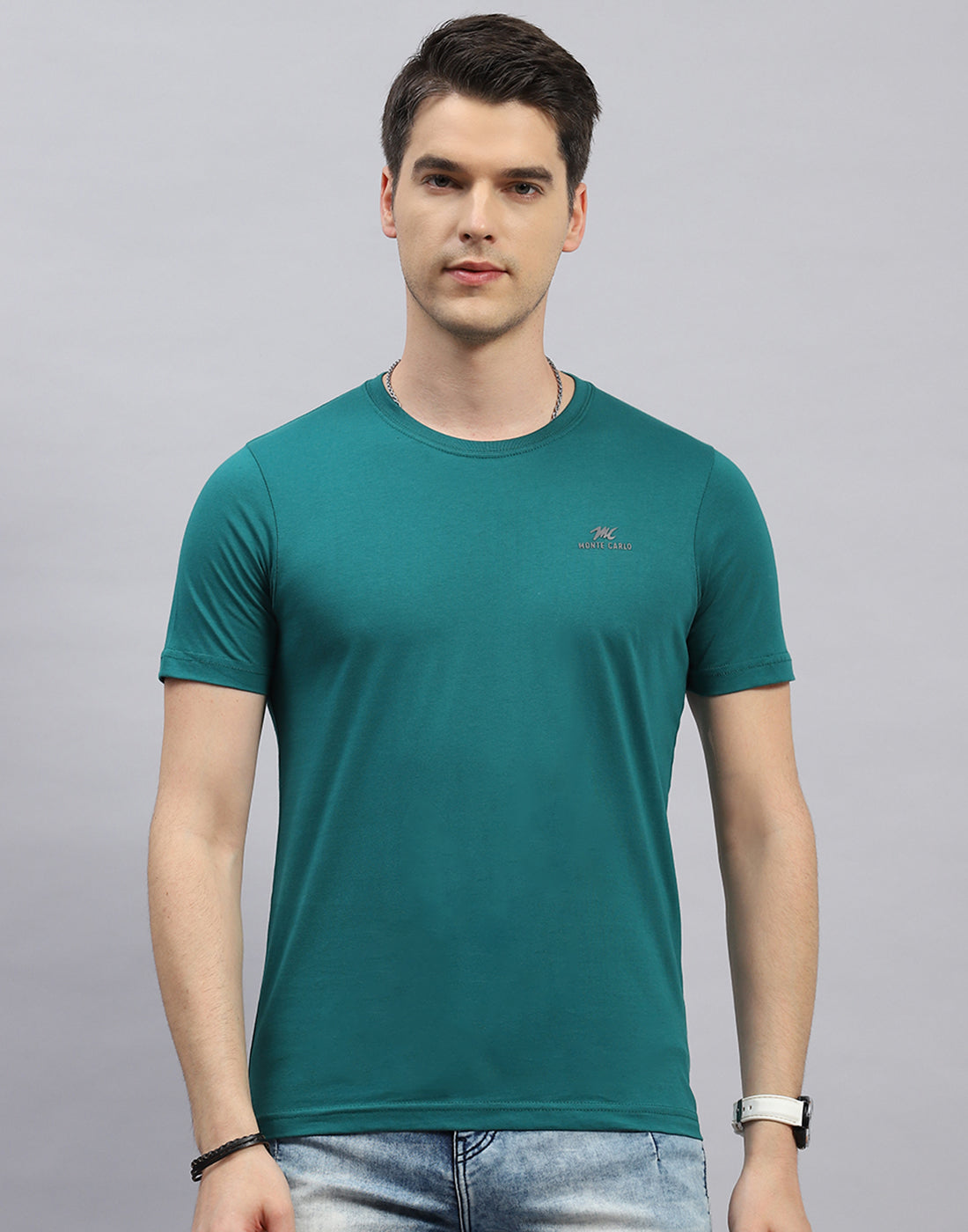 Men Blue, Navy Blue & Teal Blue Solid Round Neck Half Sleeve T-Shirt (Pack of 3)