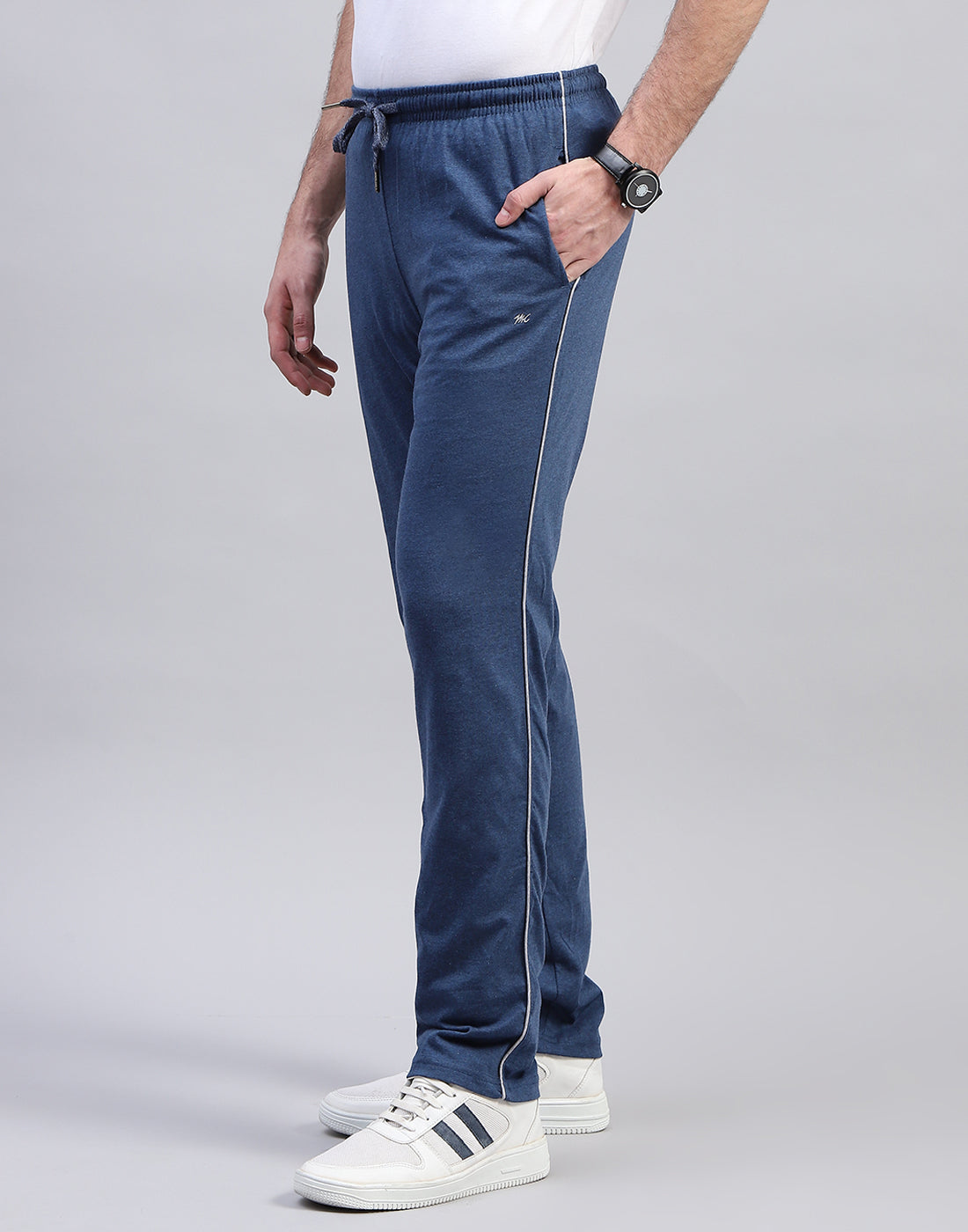 Men Navy Blue Solid Regular Fit Lower