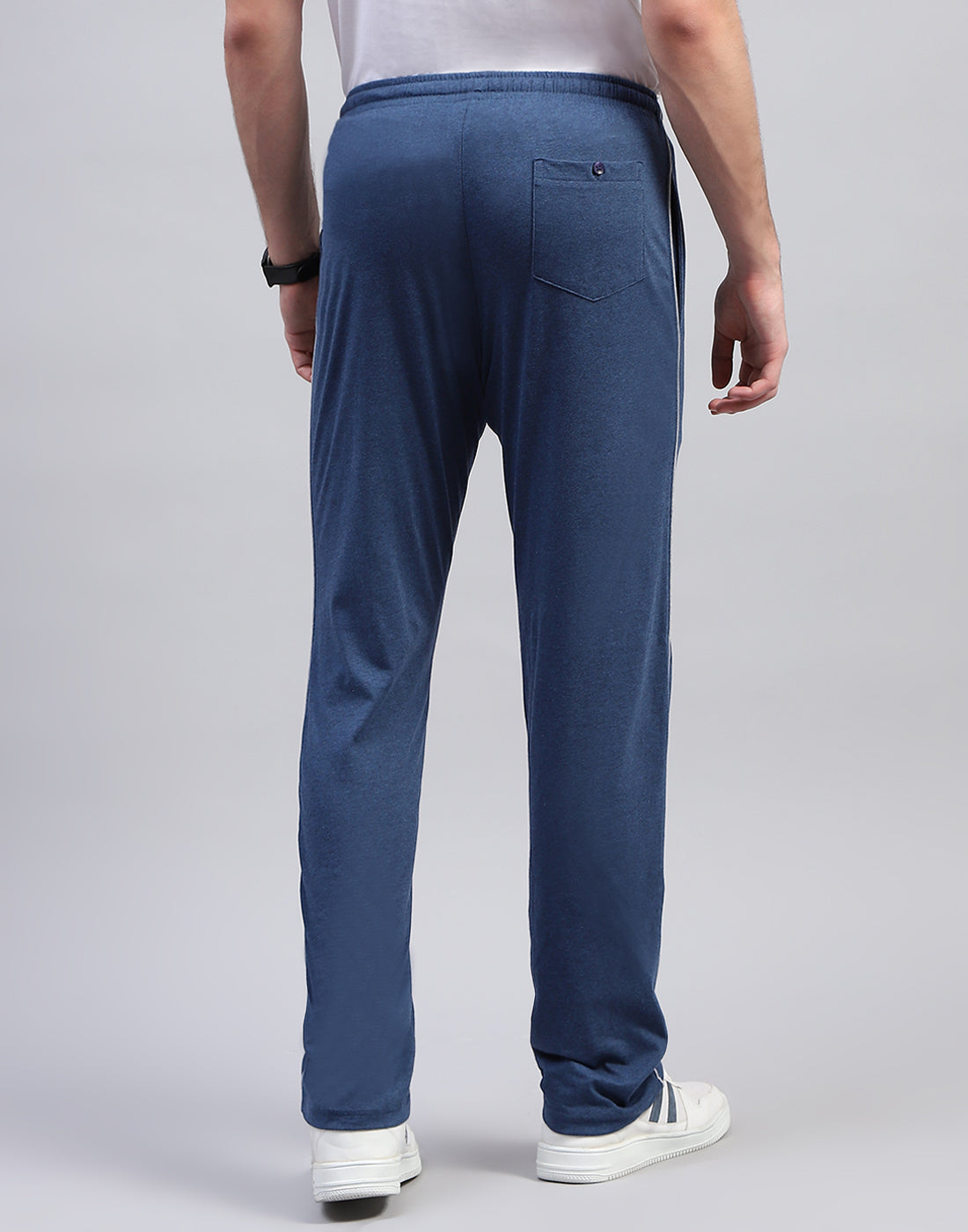 Men Navy Blue Solid Regular Fit Lower