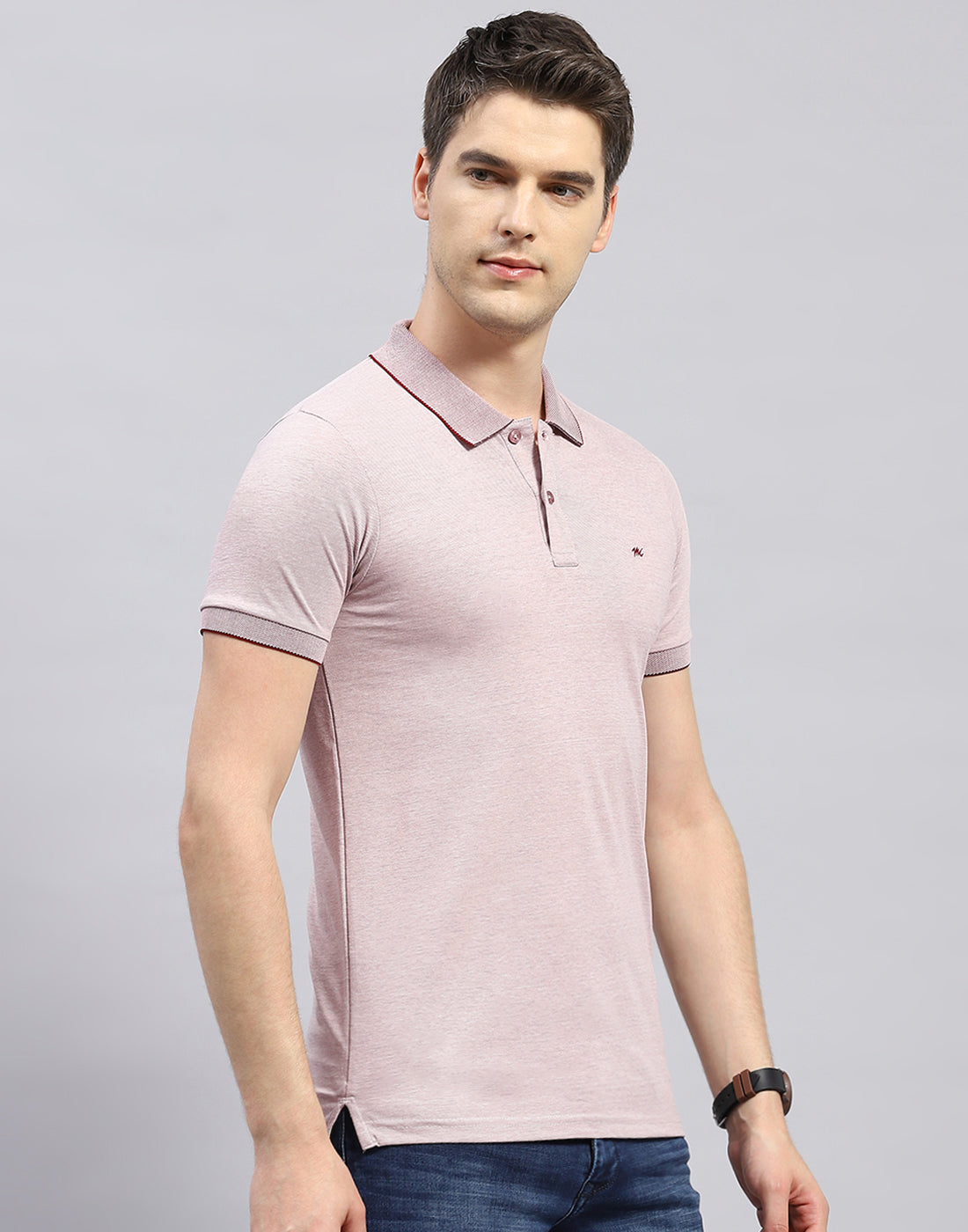 Men Maroon Solid Polo Collar Half Sleeve T-Shirt