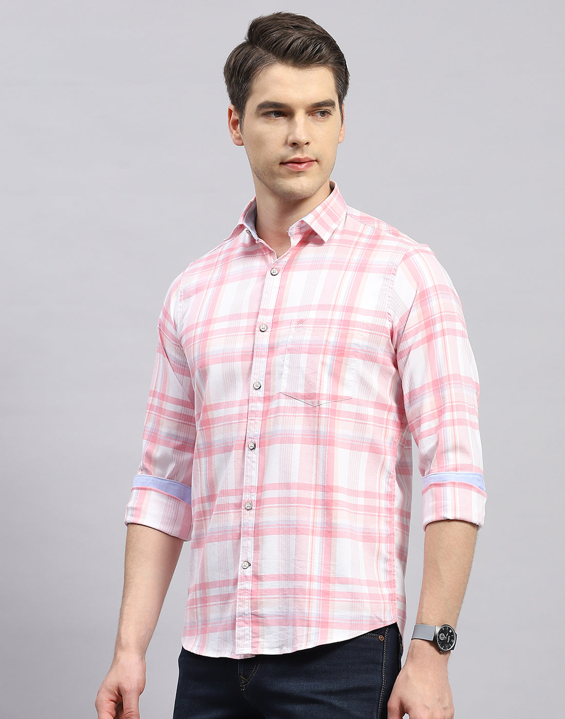 Gant Men Pink Check Collar Shirt